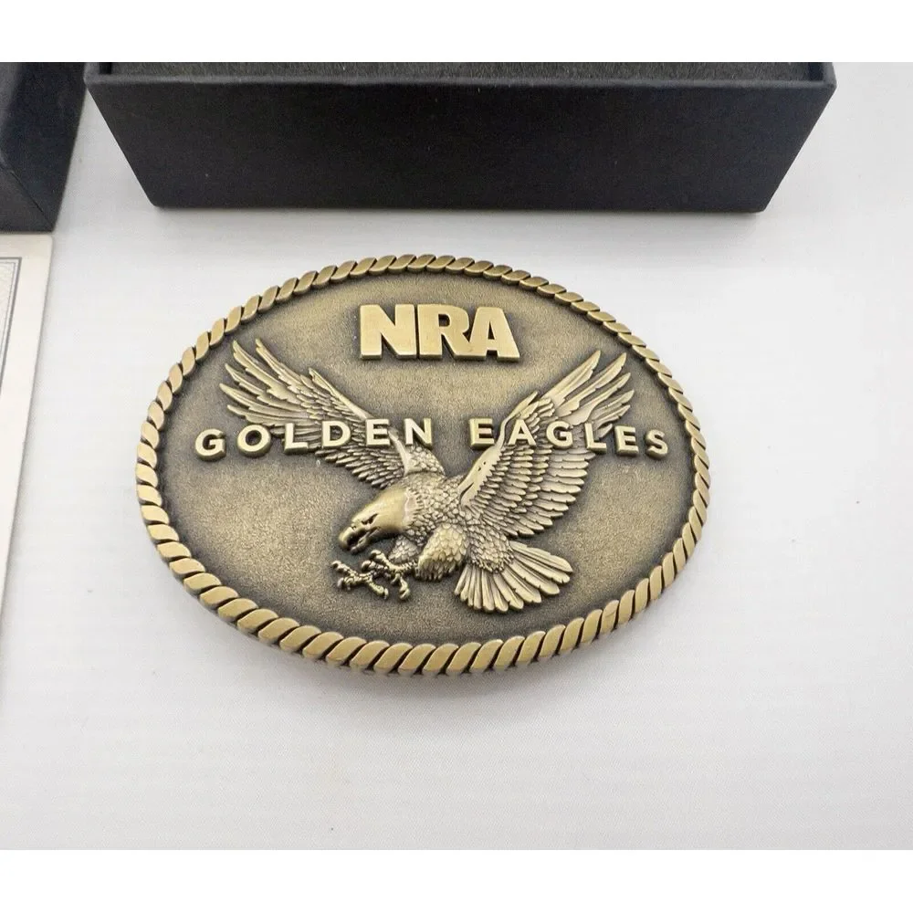 NRA Gold‎ Eagle Belt Buckle In Box With COA